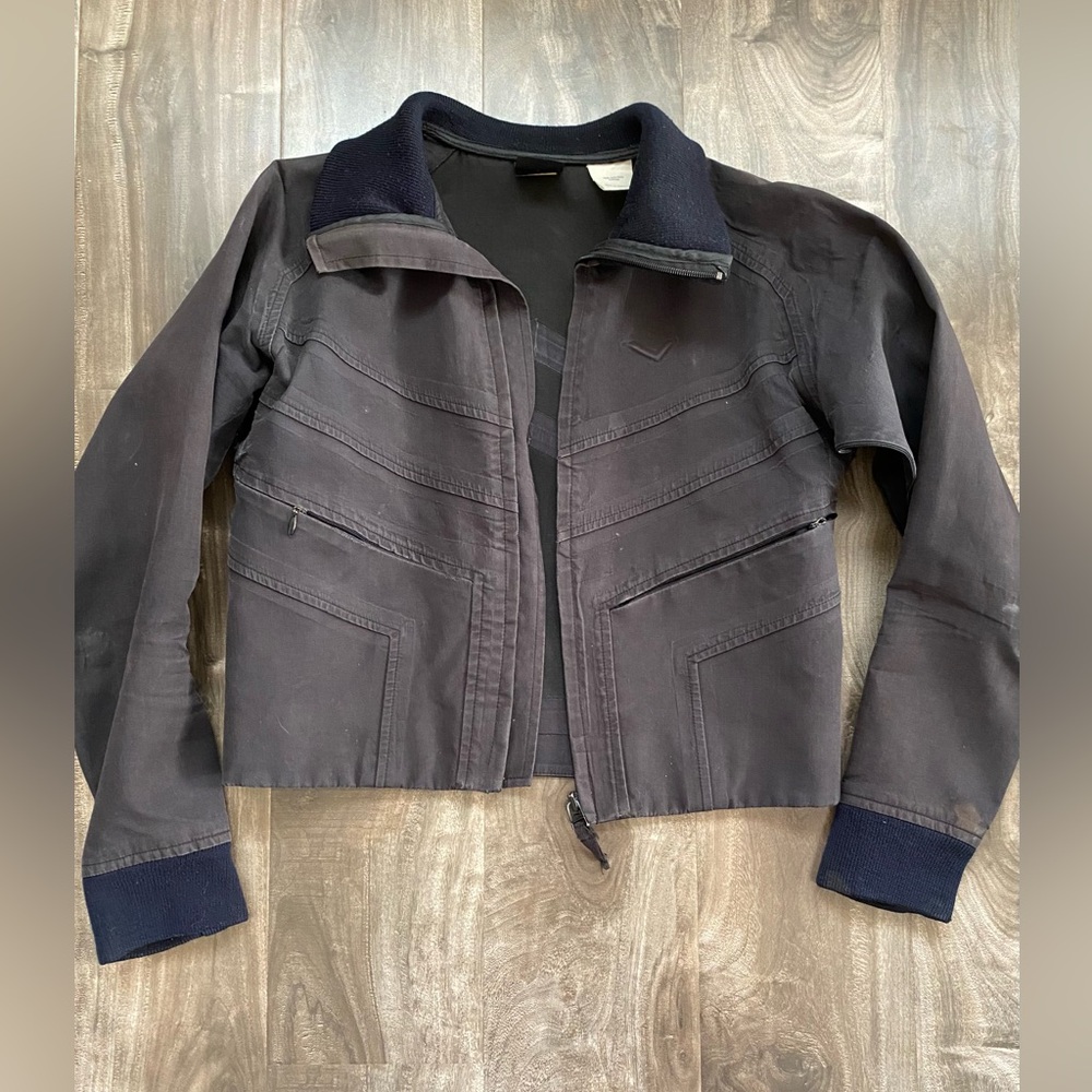 Vintage Chevron Zippered Bomber Jacket